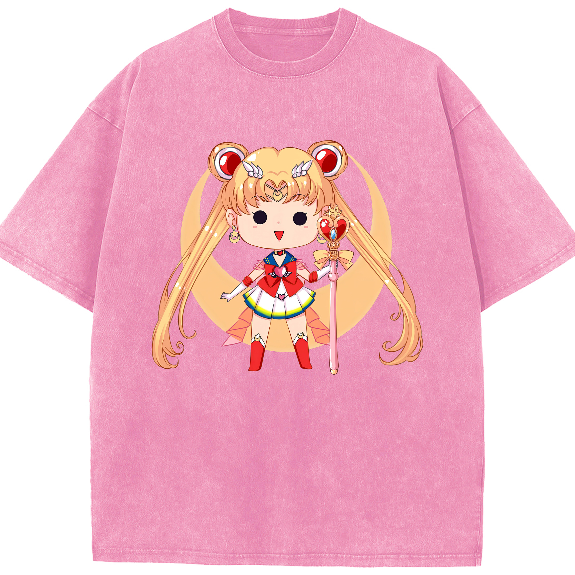 （画像用） 美少女戦士セーラームーン 月野 うさぎ つきの うさぎ Sailor Moon Tsukino Usagi 綿100% ヴィンテージ風 半袖Tシャツ（フロントプリント）